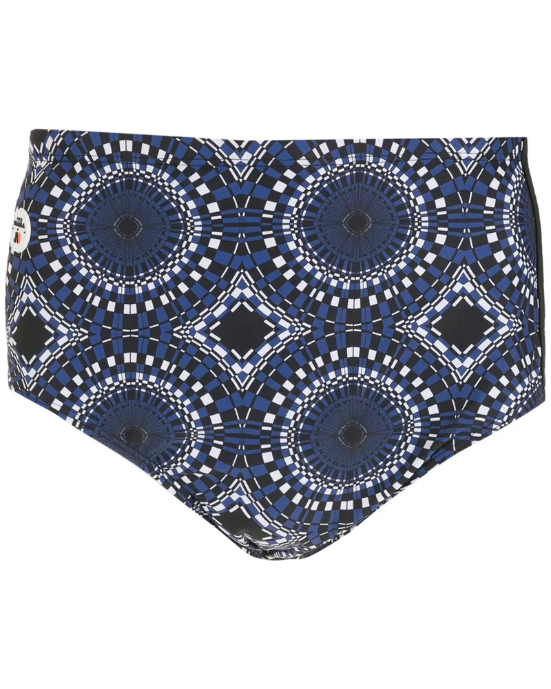Amir Slama Badeshorts mit abstraktem Print - Blau Blau
