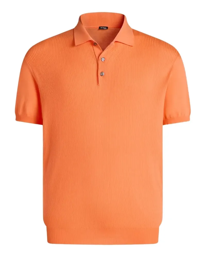 Kiton Geripptes Poloshirt - Orange Orange
