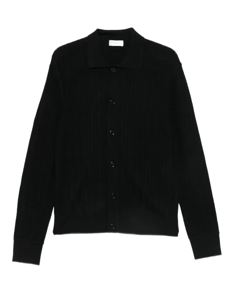 Paolo Pecora Milano Cardigan mit Polokragen und Zickzackmuster - Schwarz Schwarz