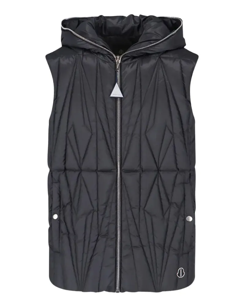 Moncler x Rick Owens gesteppte Kapuzenweste - Schwarz Schwarz