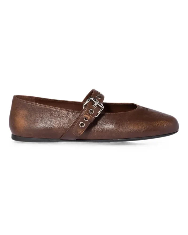Miu Miu Ballerinas mit Schnallenriemen - Braun Braun