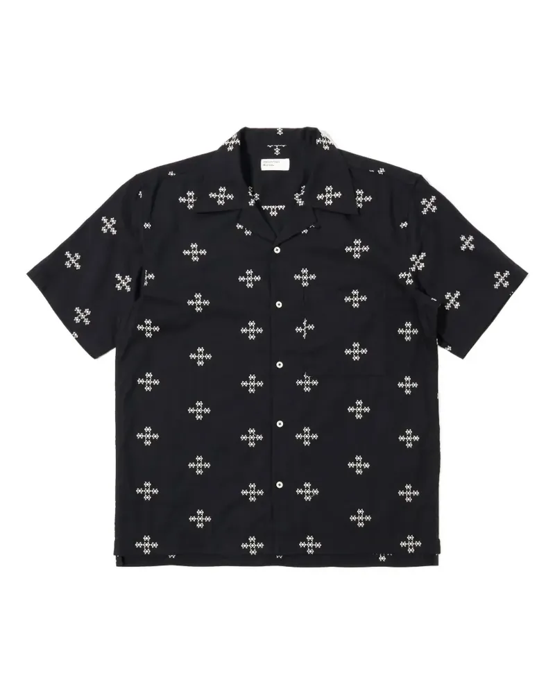 Universal Works geometric-print short-sleeve shirt - Schwarz Schwarz