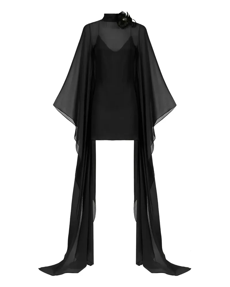 Taller Marmo Lanzarote Minikleid mit Blumendetail - Schwarz Schwarz