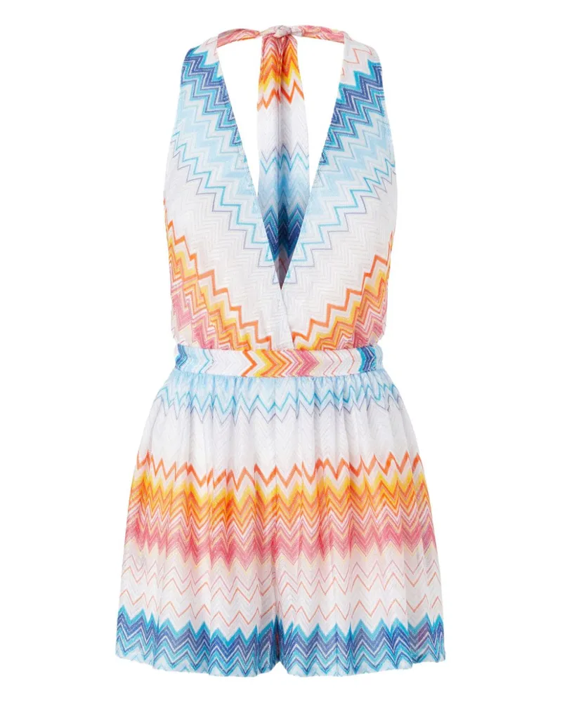 Missoni Lamé-Playsuit mit Zickzackmuster - Weiß Weiß