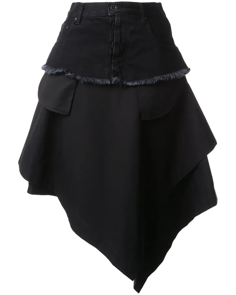 Unravel Asymmetrischer Rock - Schwarz Schwarz