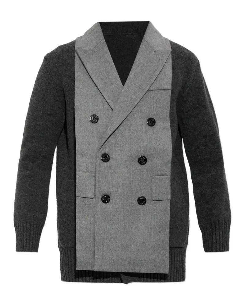 Sacai Doppelreihiger Cardigan - Grau Grau
