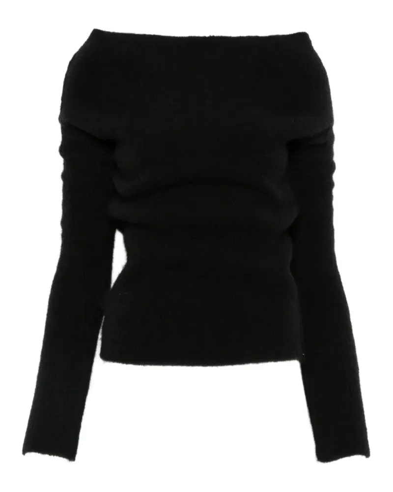 Rick Owens off-shoulder ribbed-knit sweater - Schwarz Schwarz