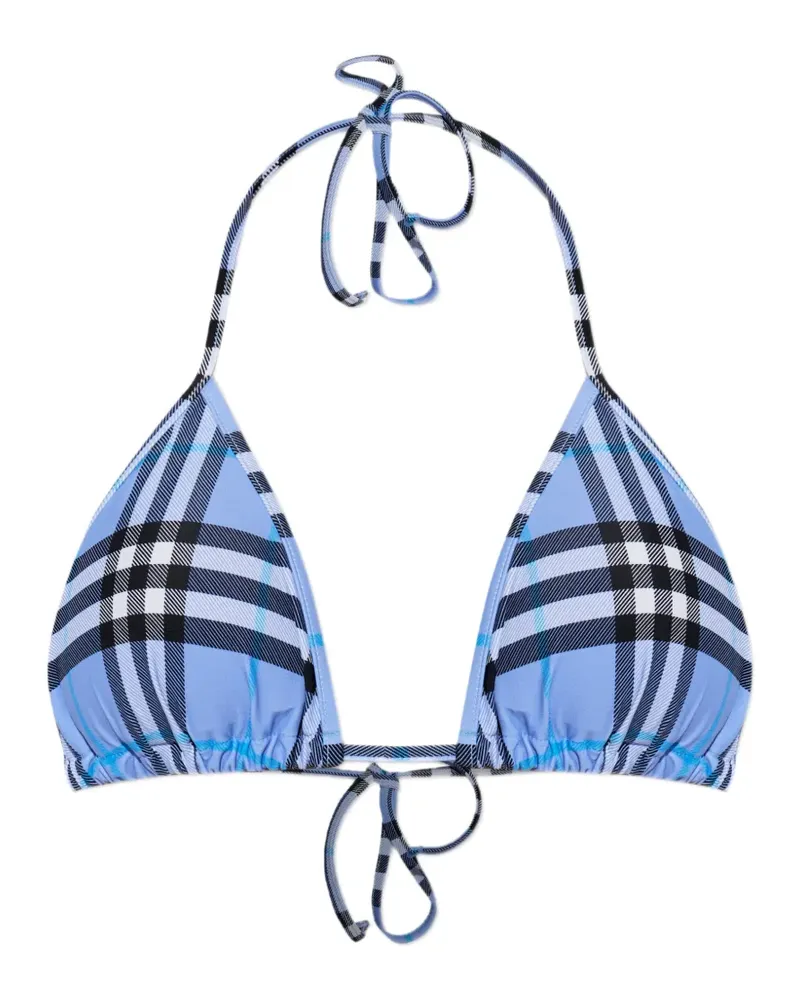 Burberry checked tie-fastening bikini top - Blau Blau
