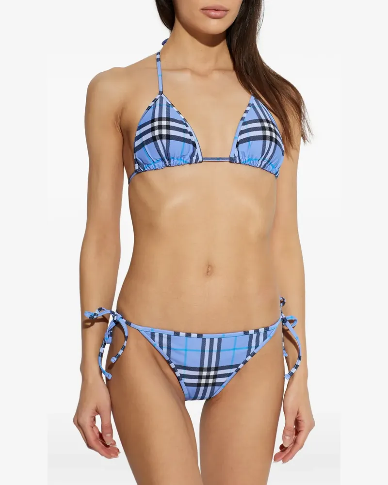 Burberry checked tie-fastening bikini top - Blau Blau