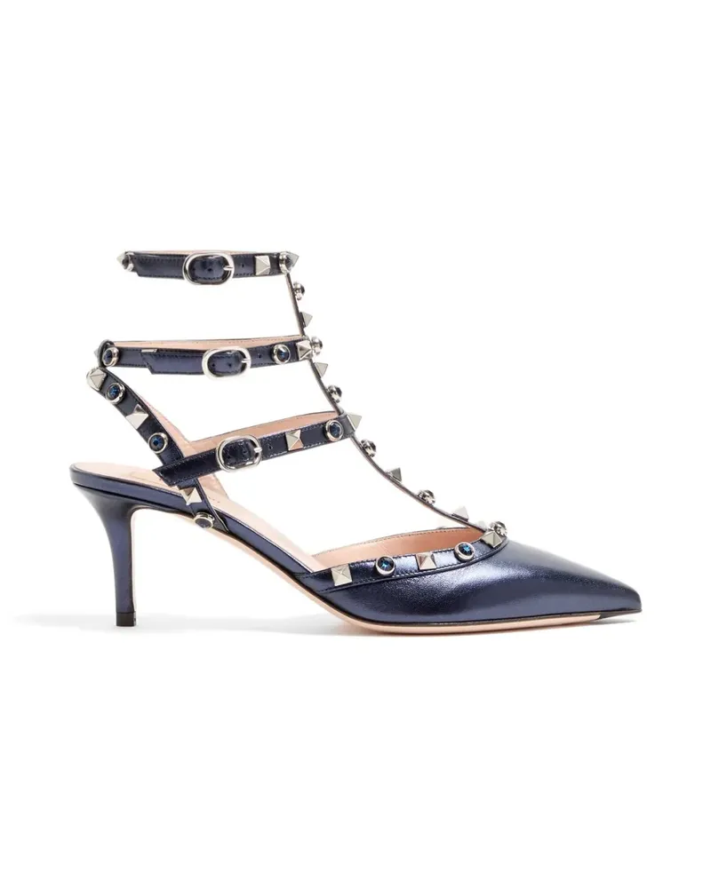 Valentino Garavani Rockstud Pumps aus laminiertem Nappaleder mit 65mm Cabochon - Blau Blau