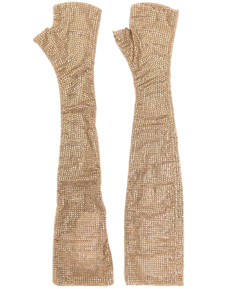 Giuseppe di Morabito Fingerlose Handschuhe mit Strass - Gold Gold