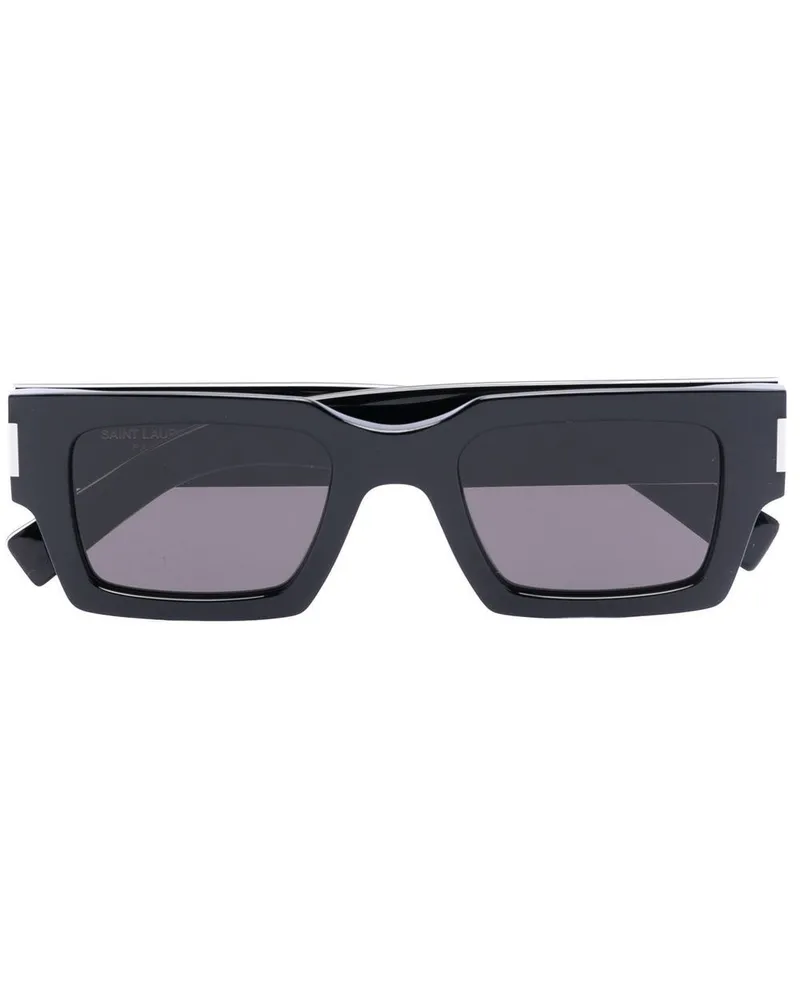 Saint Laurent Sonnenbrille mit eckigem Gestell - Schwarz Schwarz