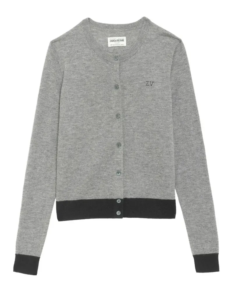 Zadig & Voltaire Missya logo-embroidered cashmere cardigan - Grau Grau