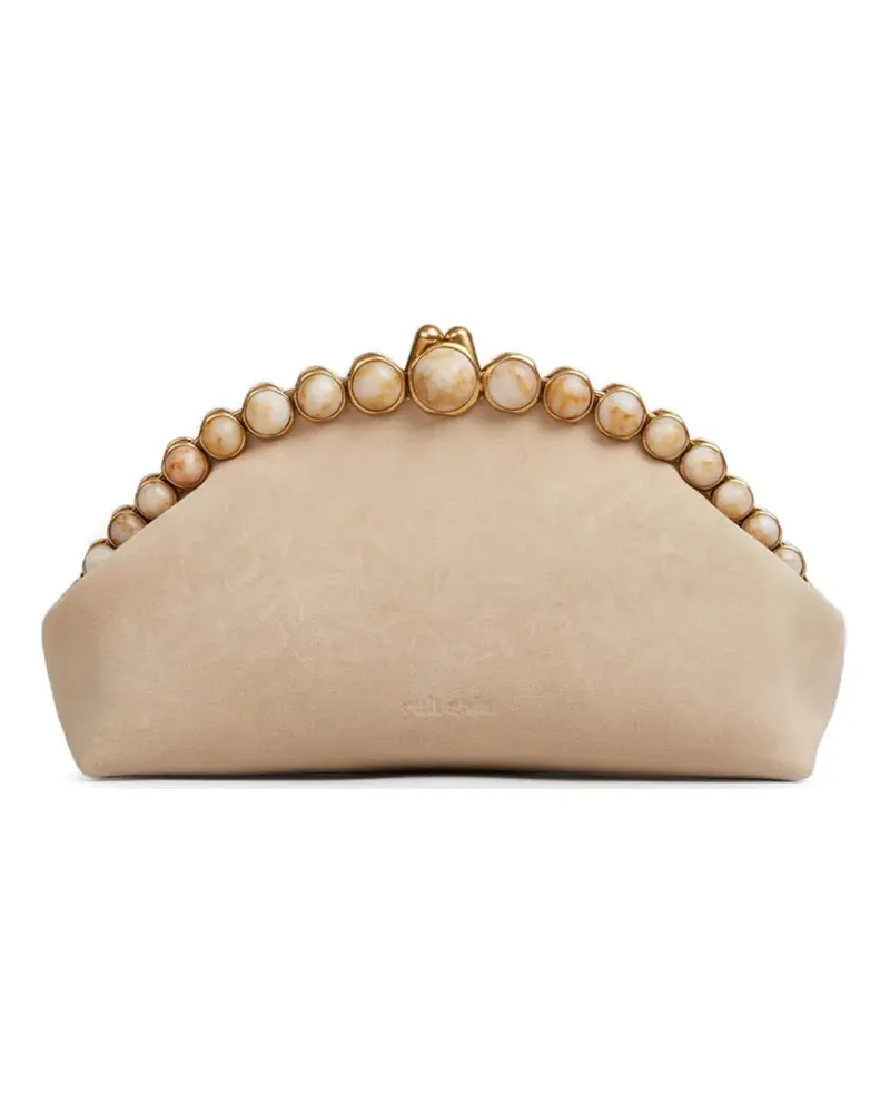 Cult Gaia Una suede clutch bag - Nude Nude
