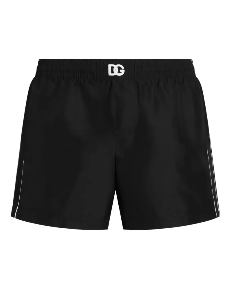 Dolce & Gabbana logo-embroidered swim shorts - Schwarz Schwarz
