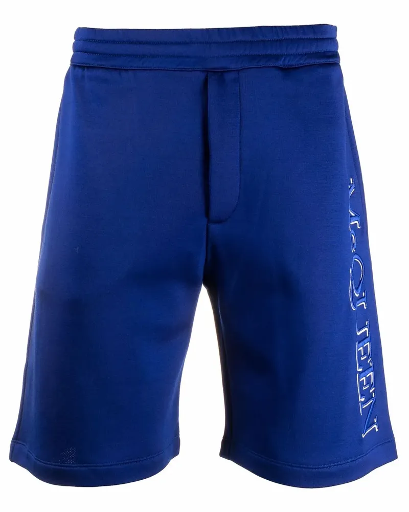 Alexander McQueen Joggingshorts mit Logo-Stickerei - Blau Blau