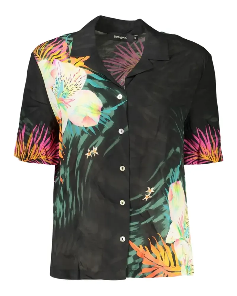 Desigual Hemd mit Blumenprint - Schwarz Schwarz