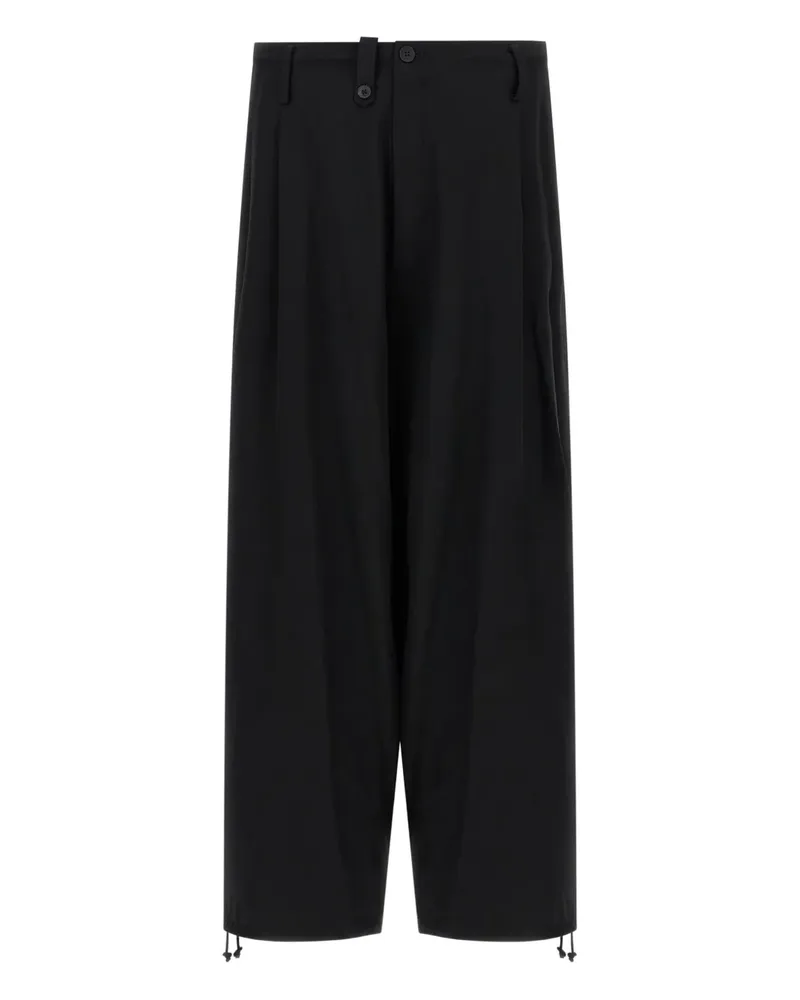 Yohji Yamamoto Bundfaltenhose mit Kordelzug - Schwarz Schwarz