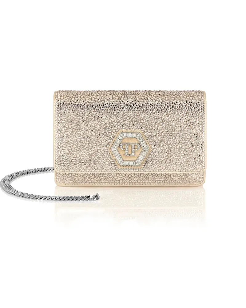 Philipp Plein Hexagon-Tasche mit Strass - Nude Nude