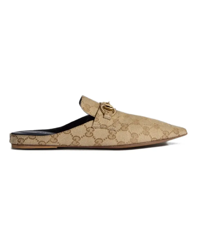 Gucci Ragazzo Horsebit GG Supreme Mules - Nude Nude
