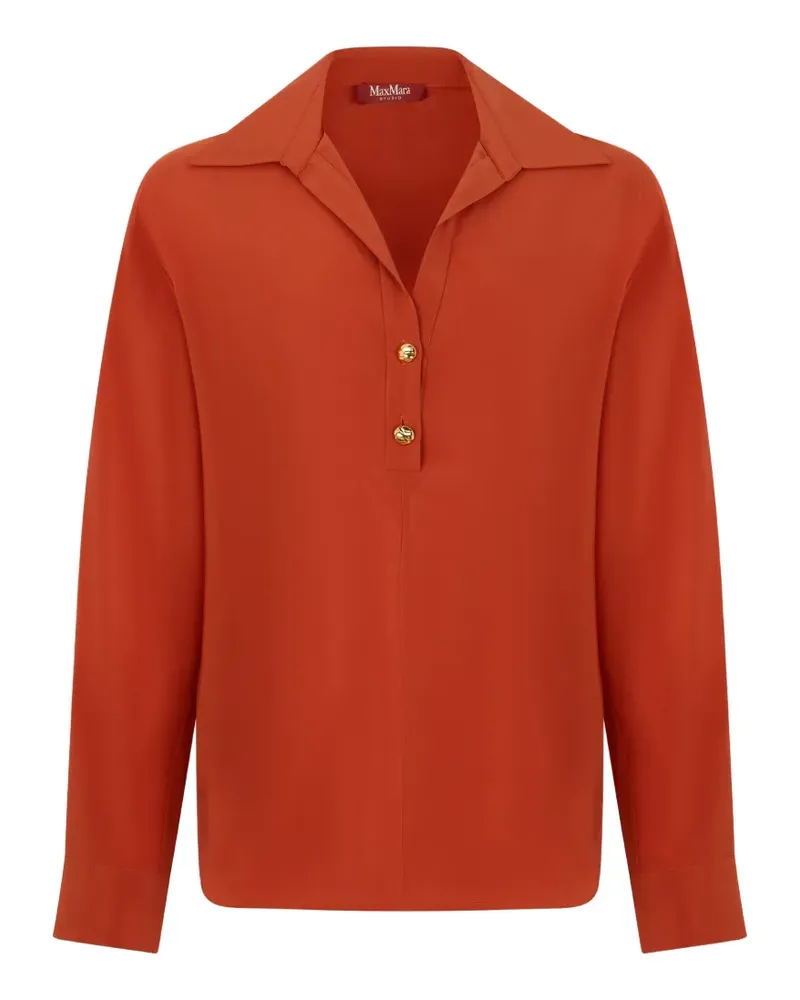 Max Mara button-placket long-sleeve blouse - Orange Orange