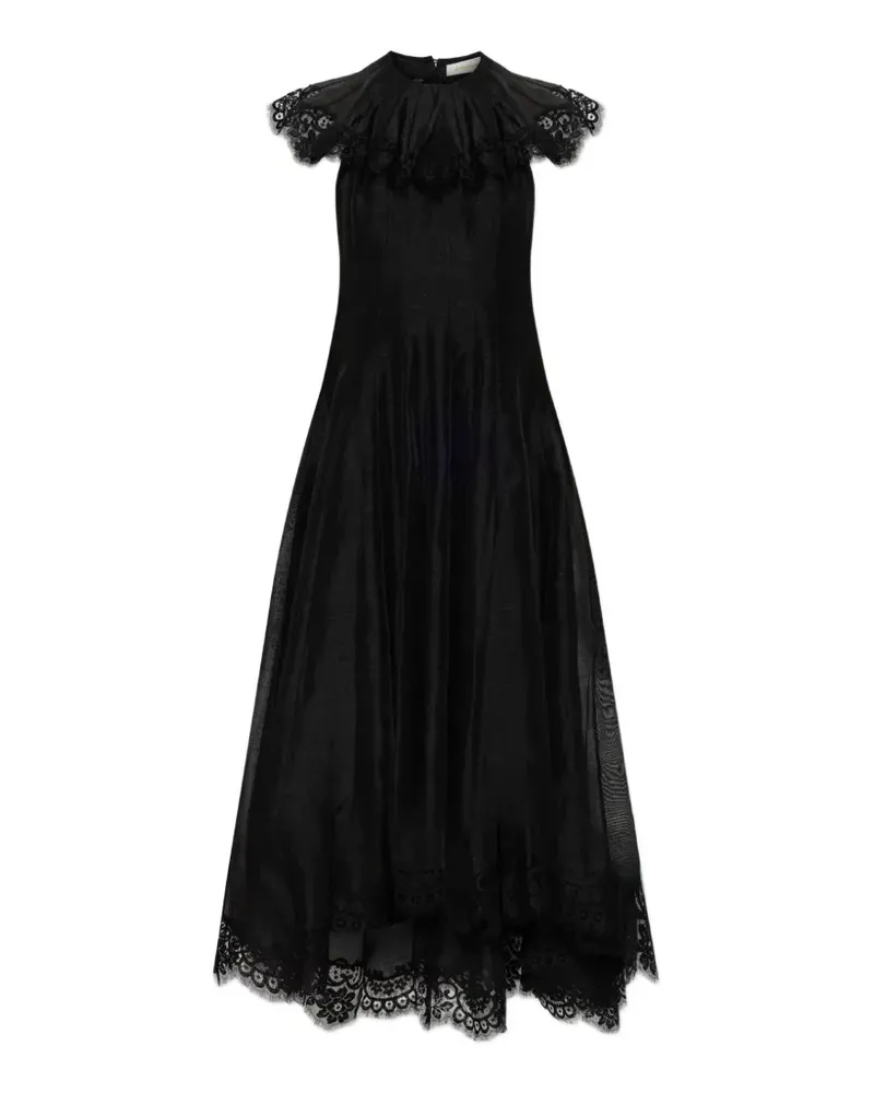 Zimmermann Rückenfreies Kleid mit Spitzenbesatz - Schwarz Schwarz