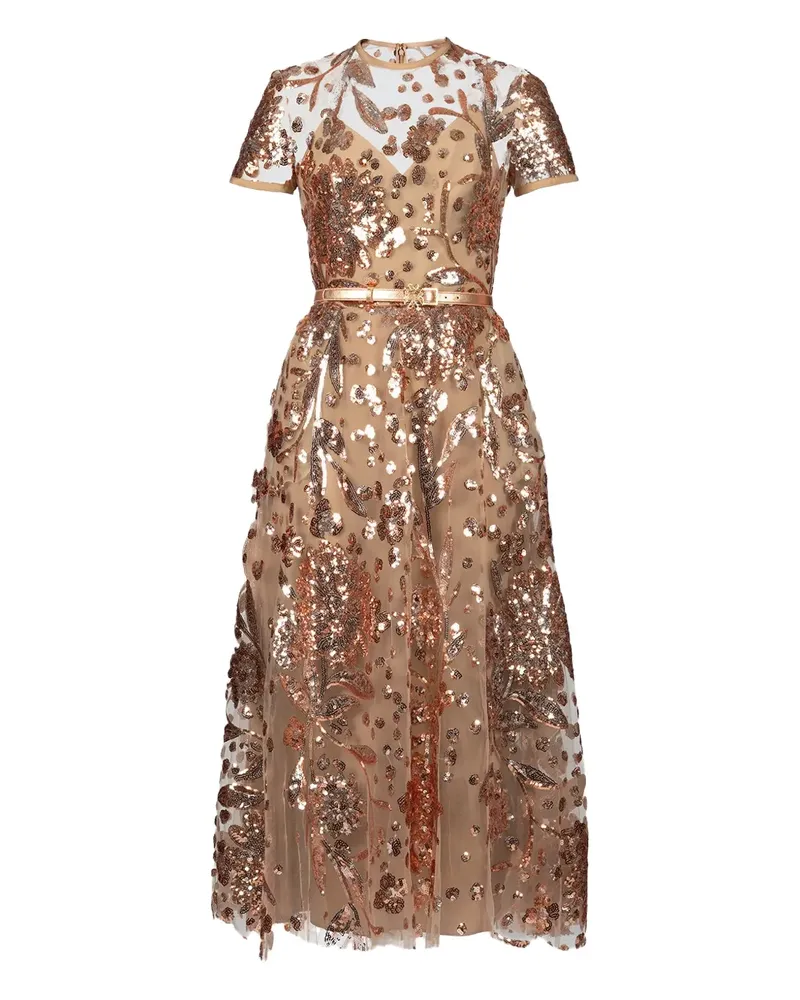 Elie Saab Mittellanges Tüllkleid - Nude Nude