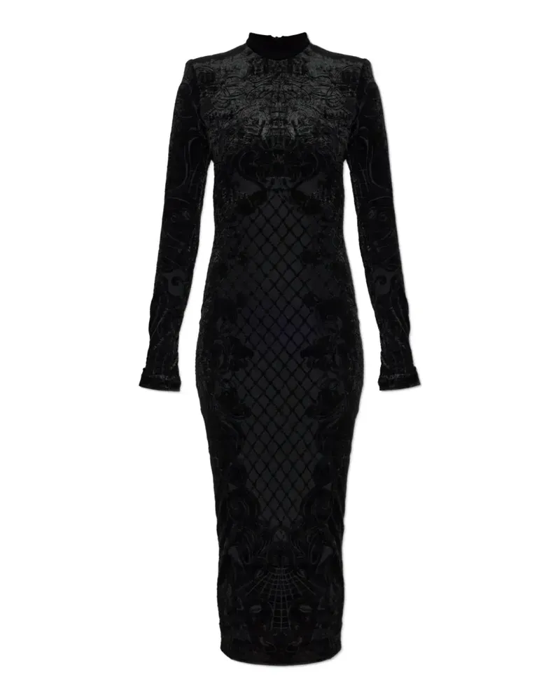 Balmain velvet patterned midi dress - Schwarz Schwarz