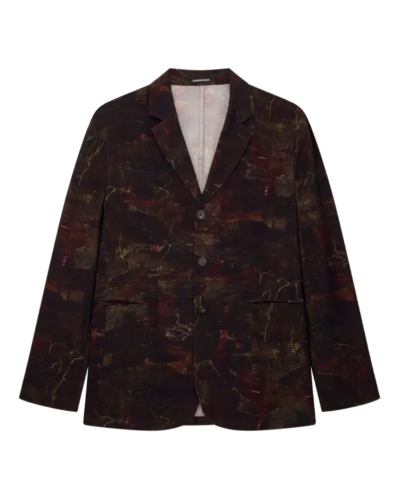 Emporio Armani abstract-print single-breasted jacket - Braun Braun