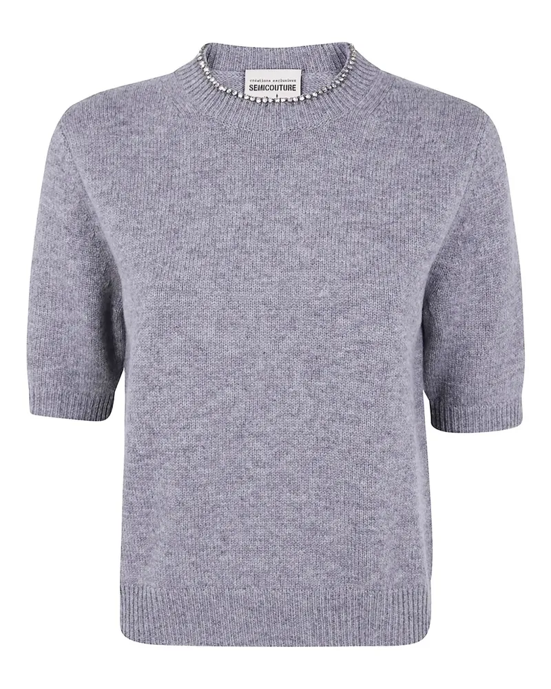 Semicouture Pullover mit Kristallen - Grau Grau