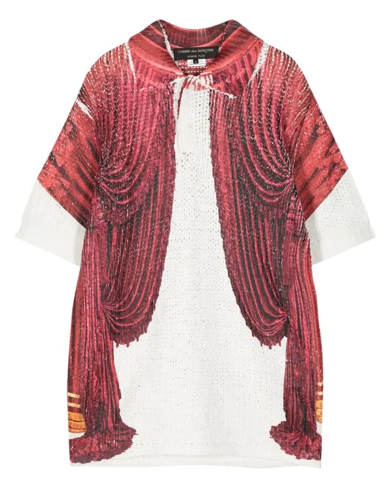 Comme des Garçons Gestricktes Poloshirt mit Print - Weiß Weiß