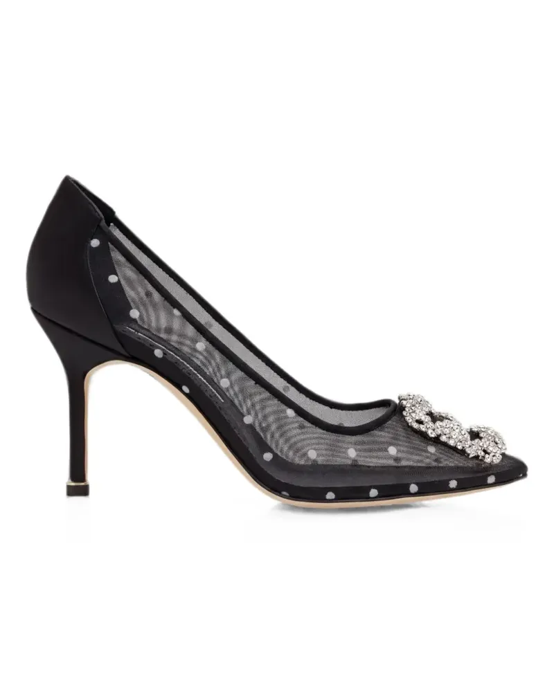 Manolo Blahnik Hangisi polka-dot mesh pumps - Schwarz Schwarz