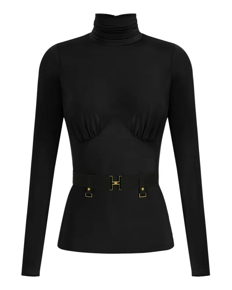 Elisabetta Franchi gathered-detail belt top - Schwarz Schwarz