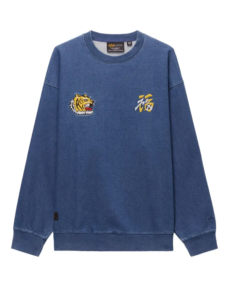Alpha Industries Sweatshirt mit Tigerstickerei - Blau Blau