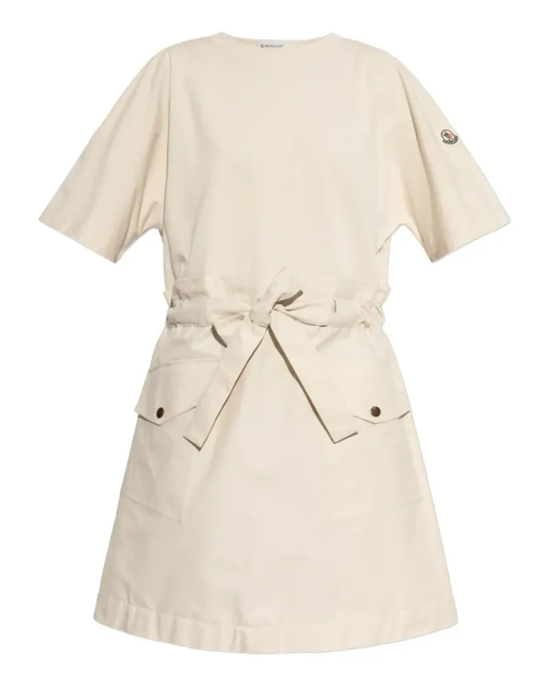 Moncler belted cotton mini dress - Nude Nude