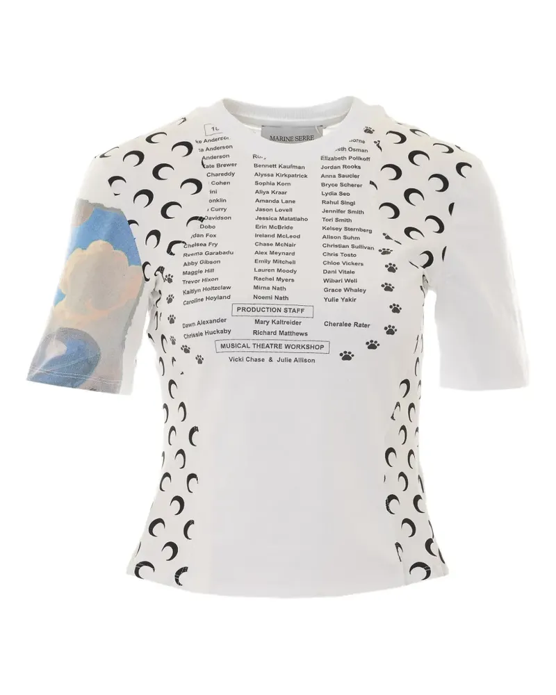Marine Serre Moon-print crew neck T-shirt - Weiß Weiß