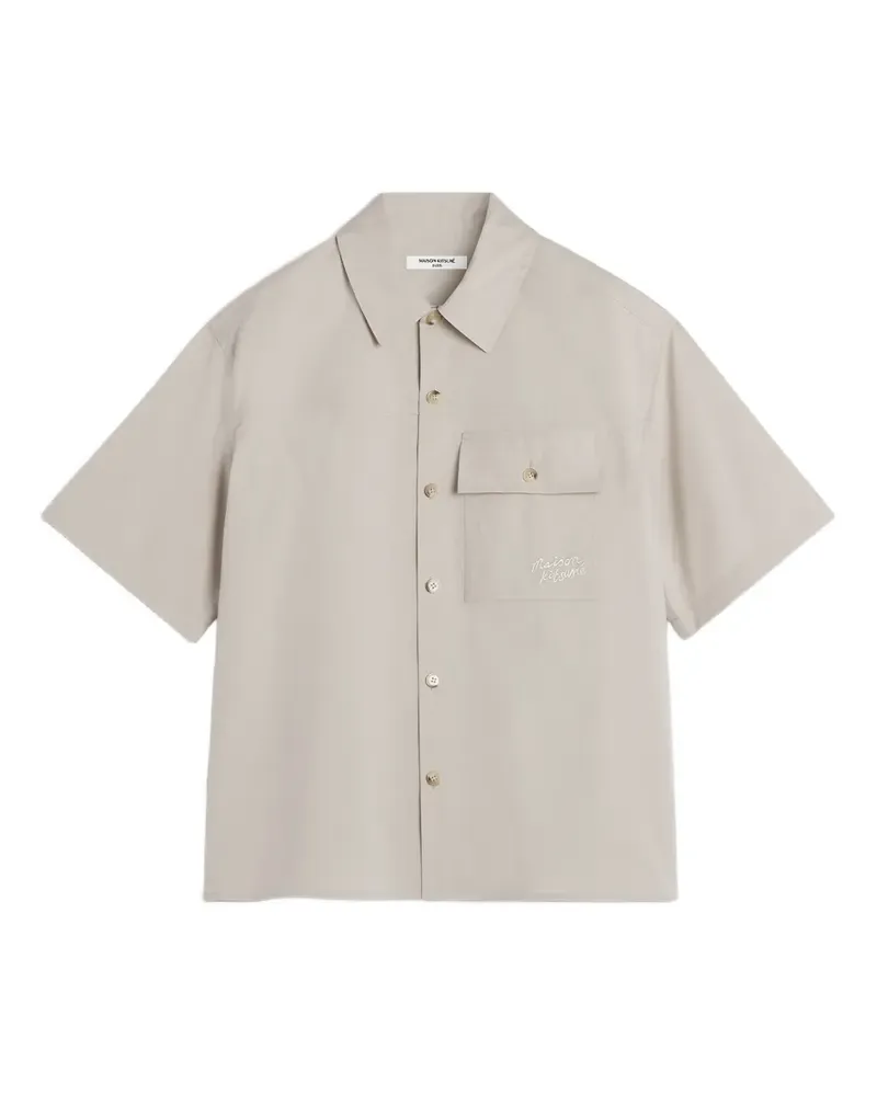 Kitsuné logo-embroidered short-sleeve shirt - Nude Nude