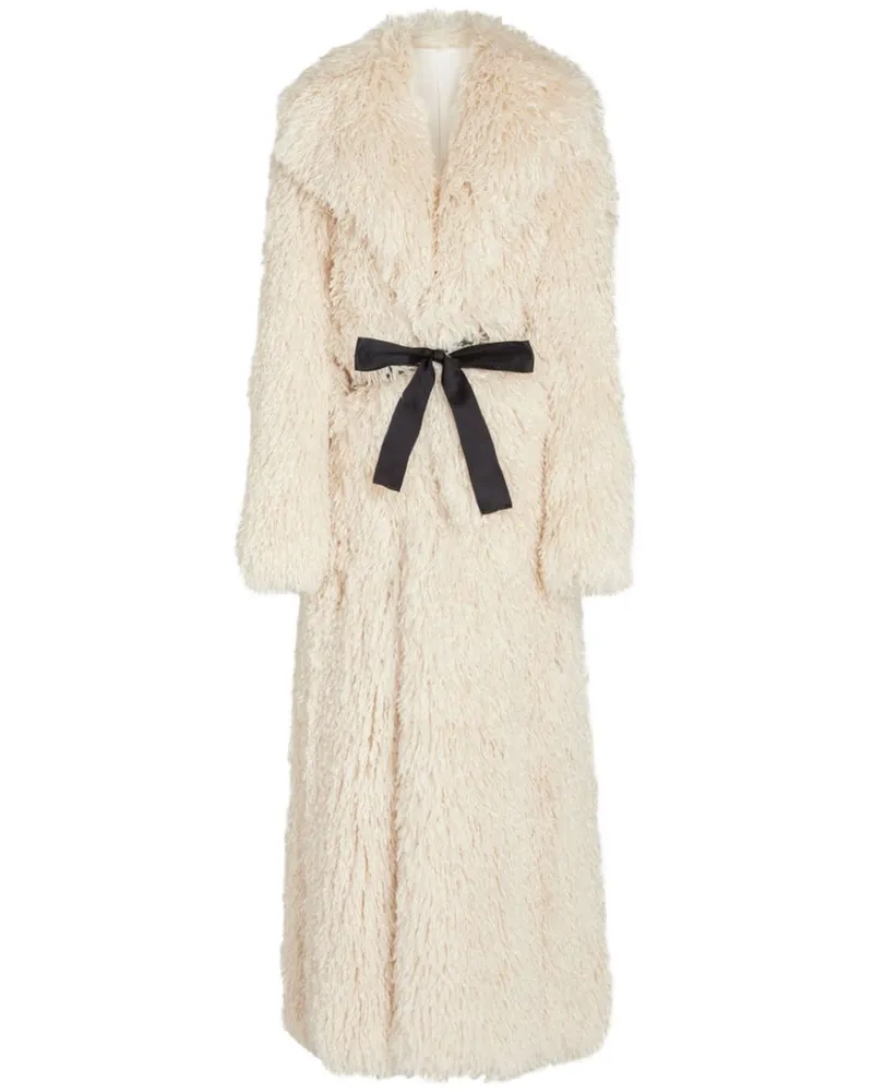 Giambattista Valli Mantel aus Faux Fur mit Schleifendetail - Nude Nude
