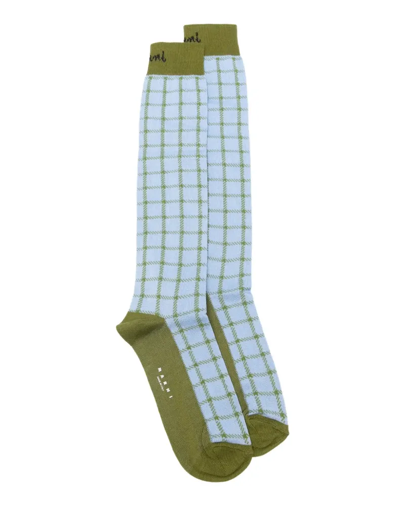 Marni check logo-detail socks - Blau Blau
