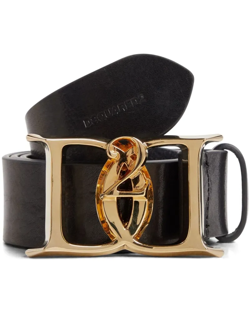 Dsquared2 Ledergürtel mit Logo-Schild - Schwarz Schwarz