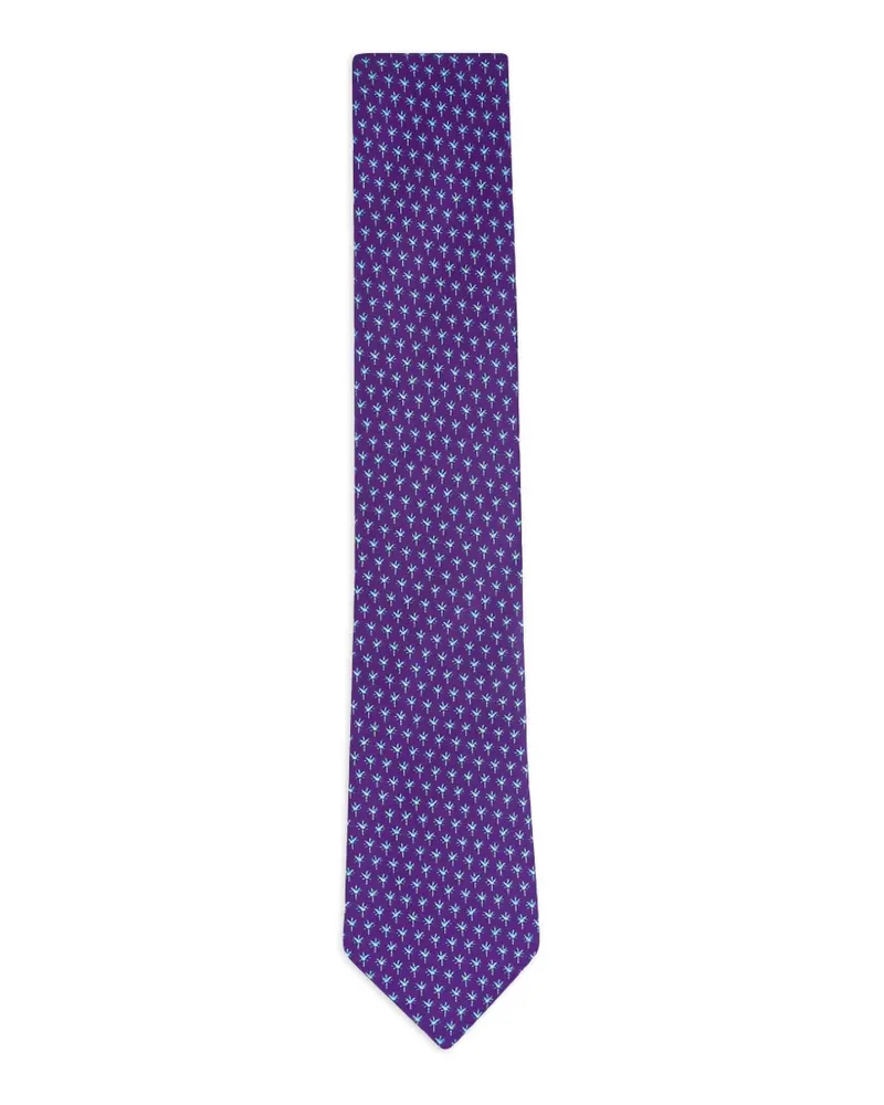 Ermenegildo Zegna Seidenkrawatte mit Palmenprint - Violett Violett
