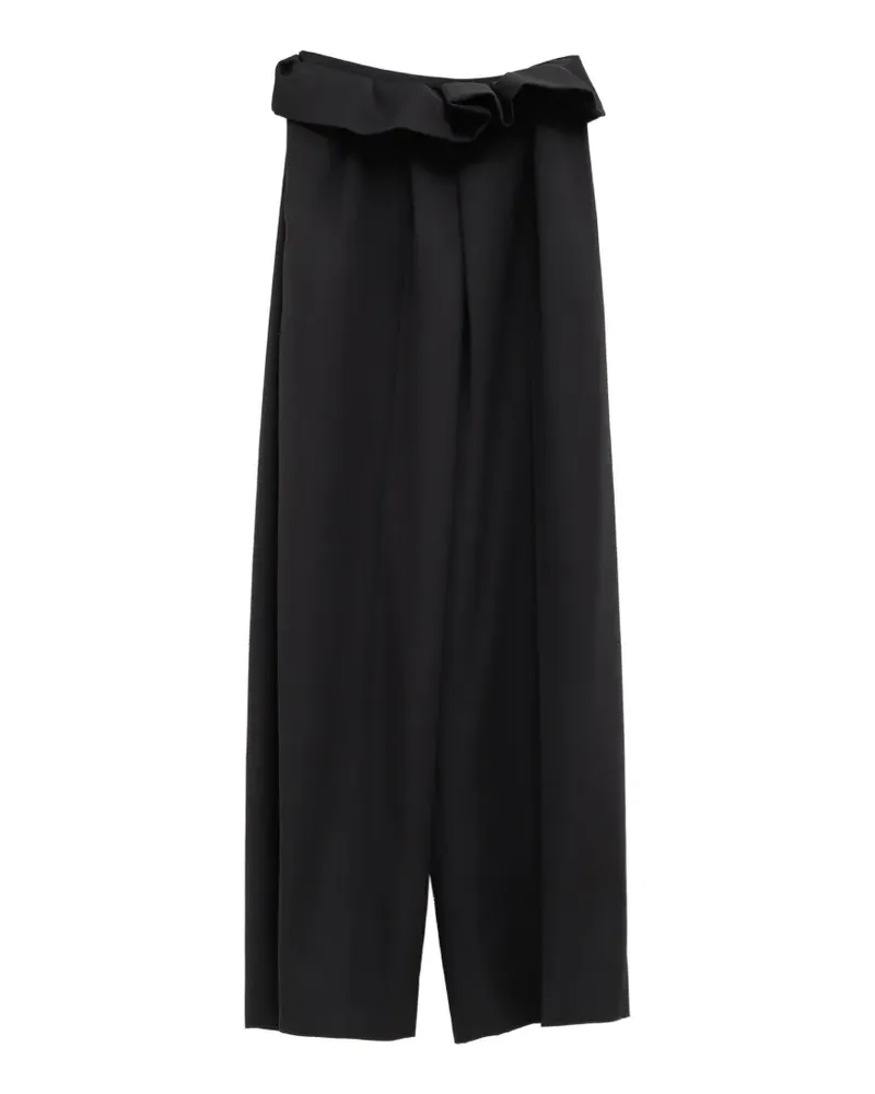KHAITE Kira ruffled pleated trousers - Schwarz Schwarz