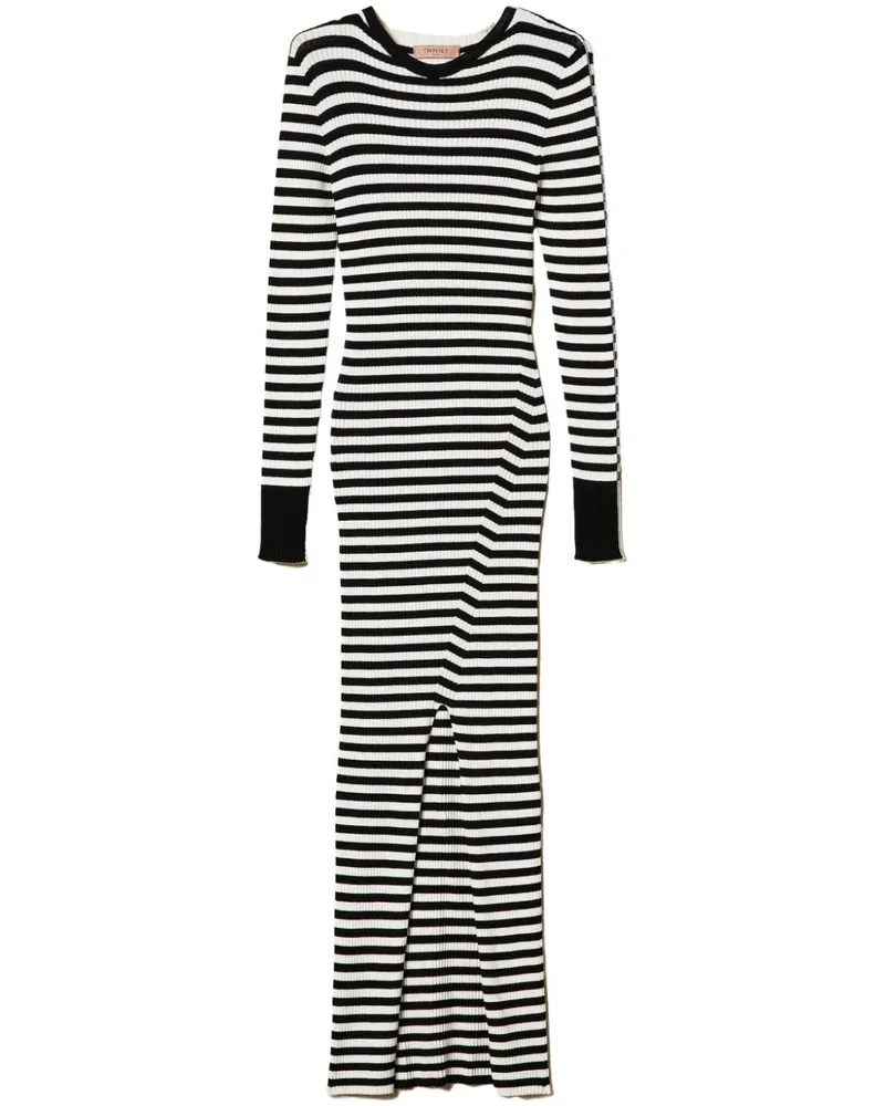 Twin-Set Gestreiftes Strickkleid - Schwarz Schwarz