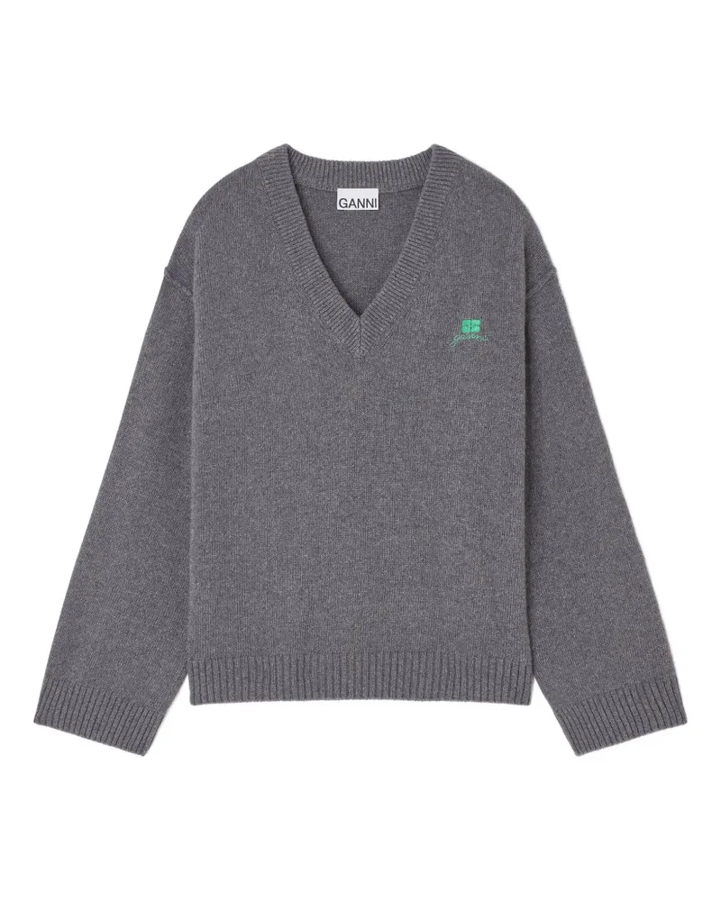 Ganni Pullover mit V-Ausschnitt - Grau Grau