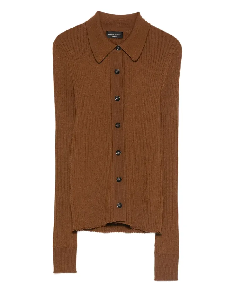 Roberto Collina polo-collar cardigan - Braun Braun