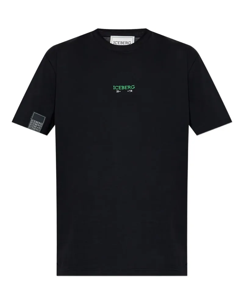 Iceberg T-Shirt mit Logo-Stickerei - Schwarz Schwarz