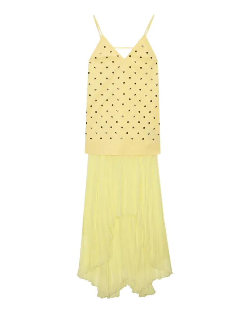 MSGM Plissiertes Maxikleid mit Nieten - Gelb Gelb