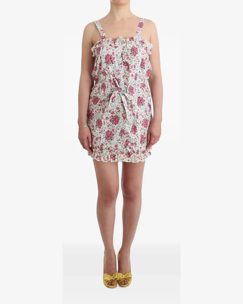 Ermanno Scervino Gerüschtes Minikleid mit Blumenprint - Weiß Weiß