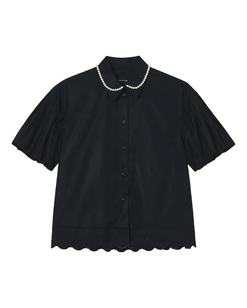 Simone Rocha faux-pearl broderie-anglaise shirt - Schwarz Schwarz