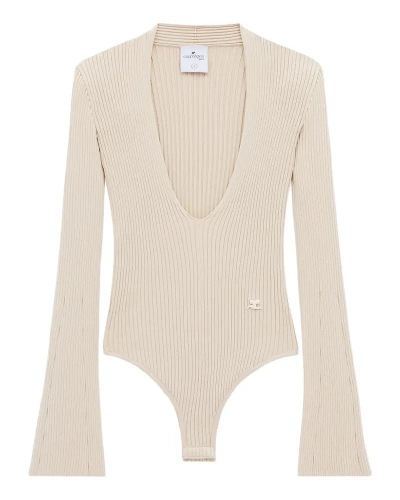 Courrèges Body aus geripptem Strick - Nude Nude